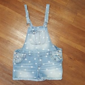 Levi Juniors XL Daisy Print Jean Overalls Shorts